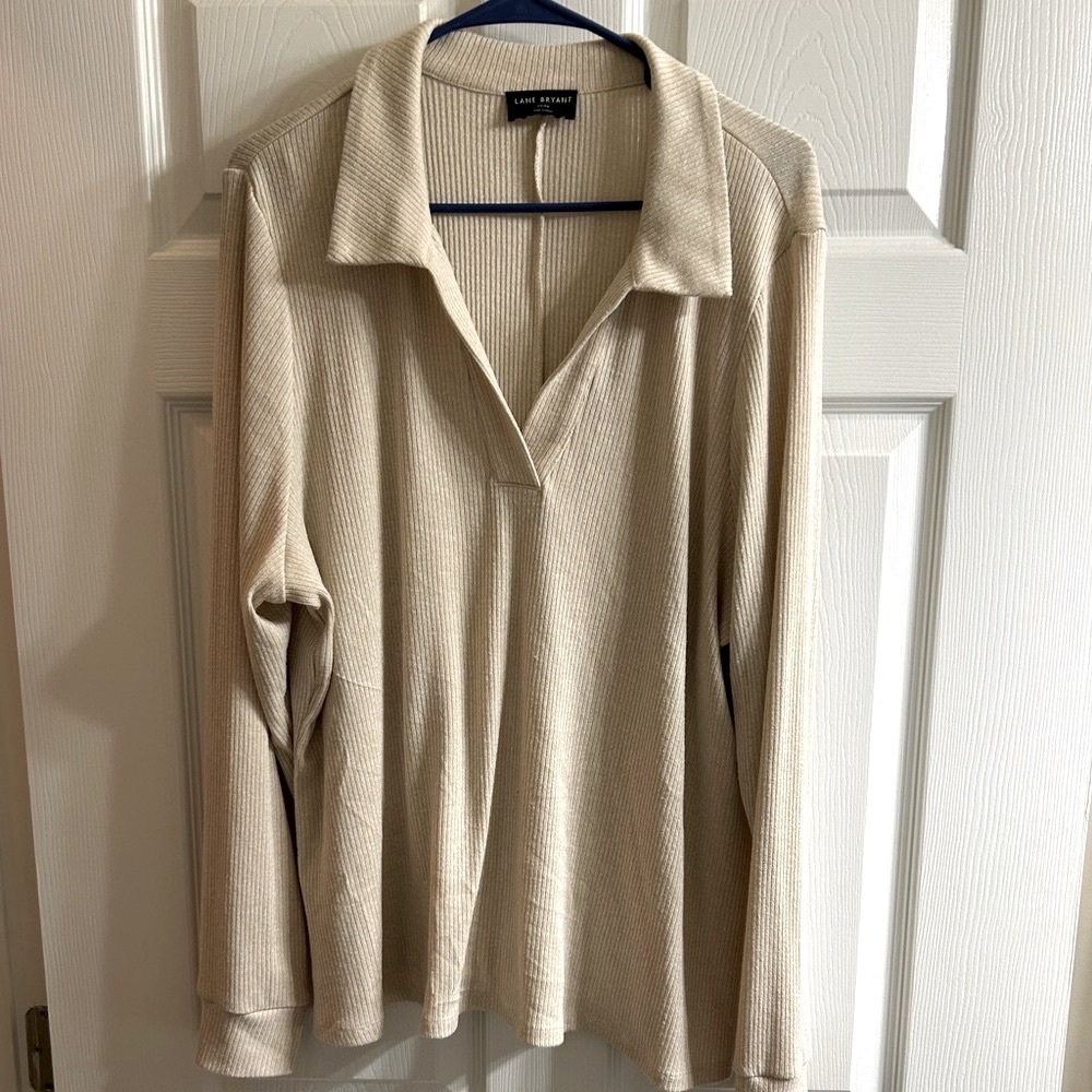👕 3/$13 Lane Bryant cropped long sleeve ribbed shirt